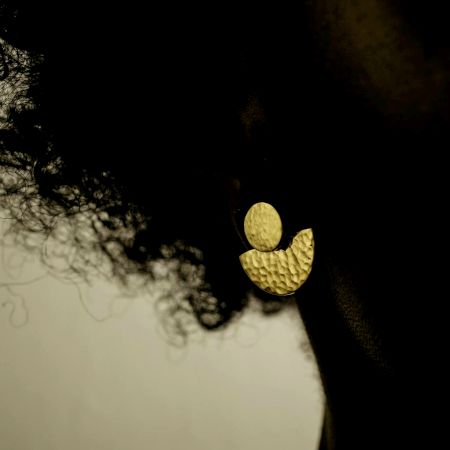 Hammered half moon Stud Earring, Brass 22k gold plated earring, Wholesale jewelry